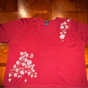 Red Floral Print Women's Top